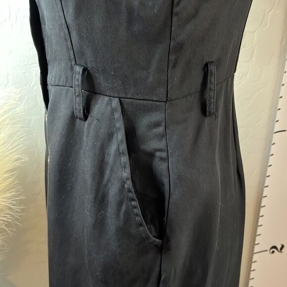 Forever 21 black button front dress w/ front pockets & belt loops. Super cute. - Picture 5 of 15